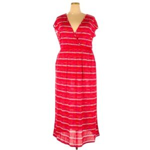 PINC Women’s Size 2X Red Striped Maxi Dress Polyester Rayon Style# X-11514